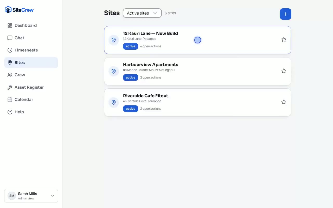 Site docs in SiteCrew