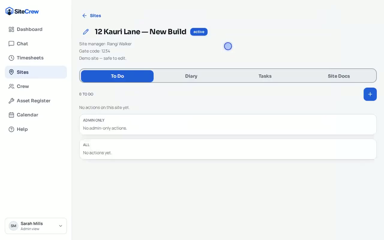 To-do's in SiteCrew